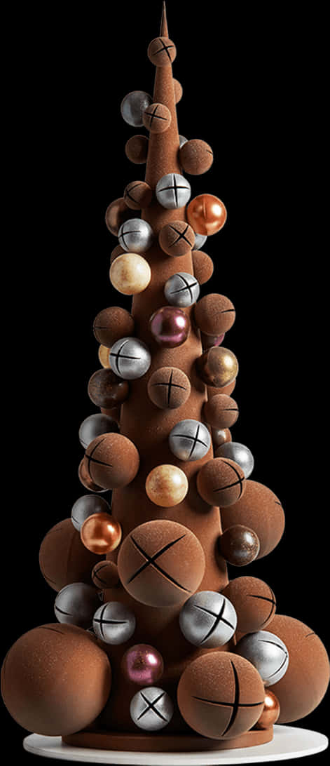 A Brown Object With Different Colored Balls