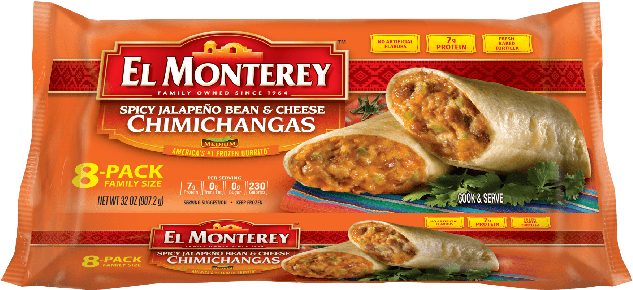 El Monterey Spicy Jalapeno Bean And Cheese Chimichanga - Bean And Cheese Burrito Spicy, Hd Png Download