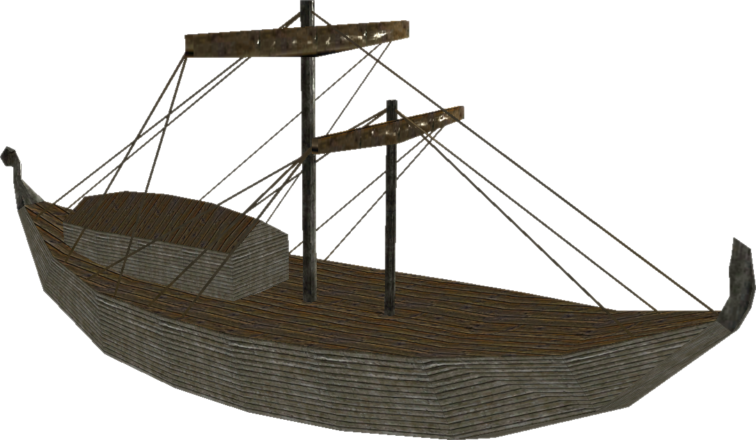A Wooden Boat With A Mast