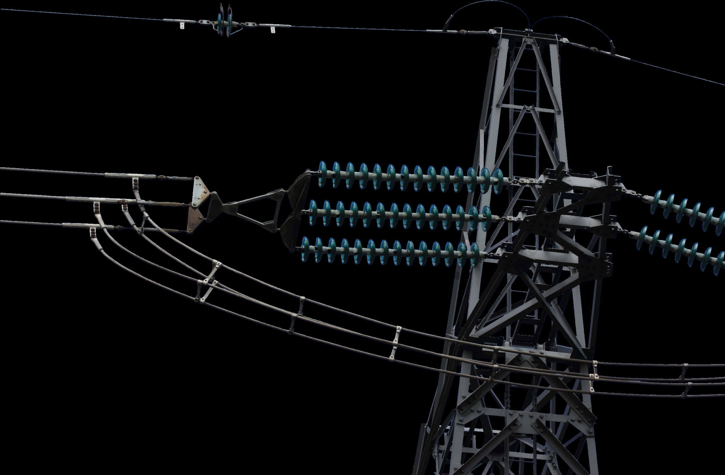 A Power Line With Blue Insulators