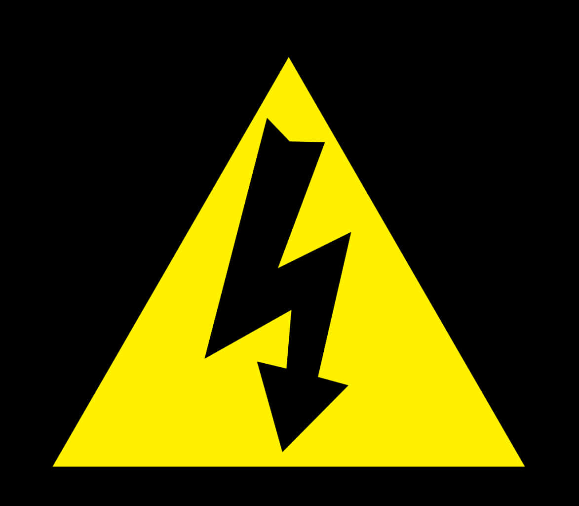 A Yellow Triangle With A Black Lightning Bolt In It
