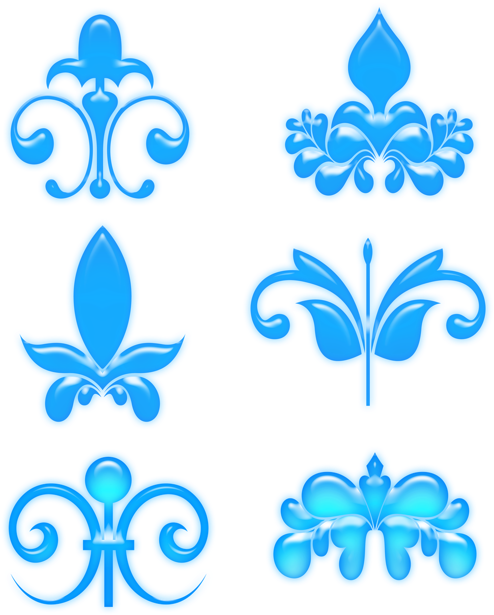 A Group Of Blue Designs