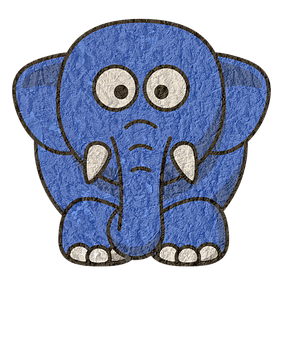 A Blue Elephant With White Tusks