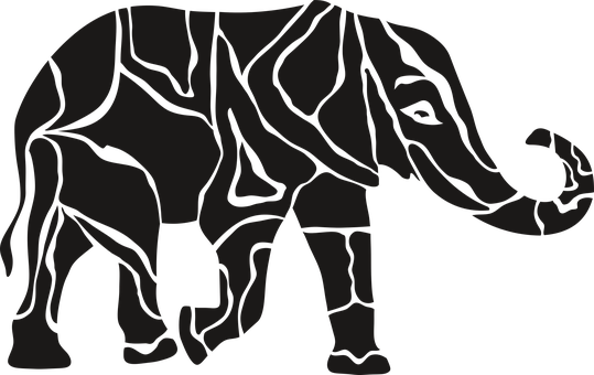 A Black Elephant With A Black Background