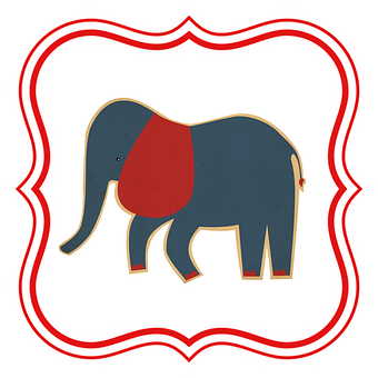 A Blue Elephant With Red And White Trim
