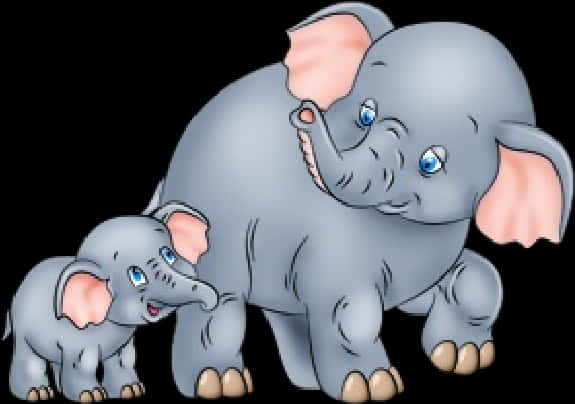 A Cartoon Of Two Elephants