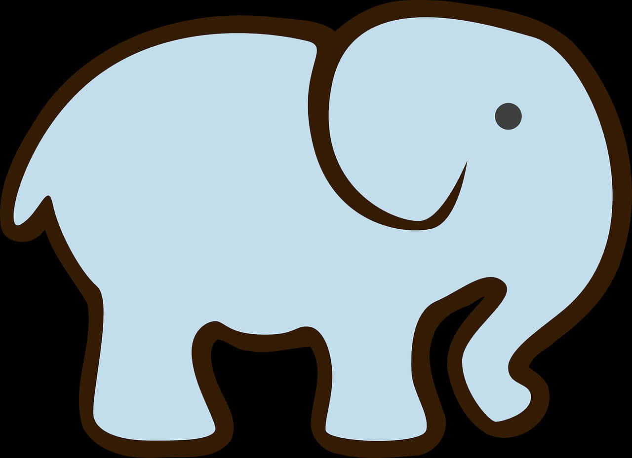 A Blue Elephant With Brown Outline