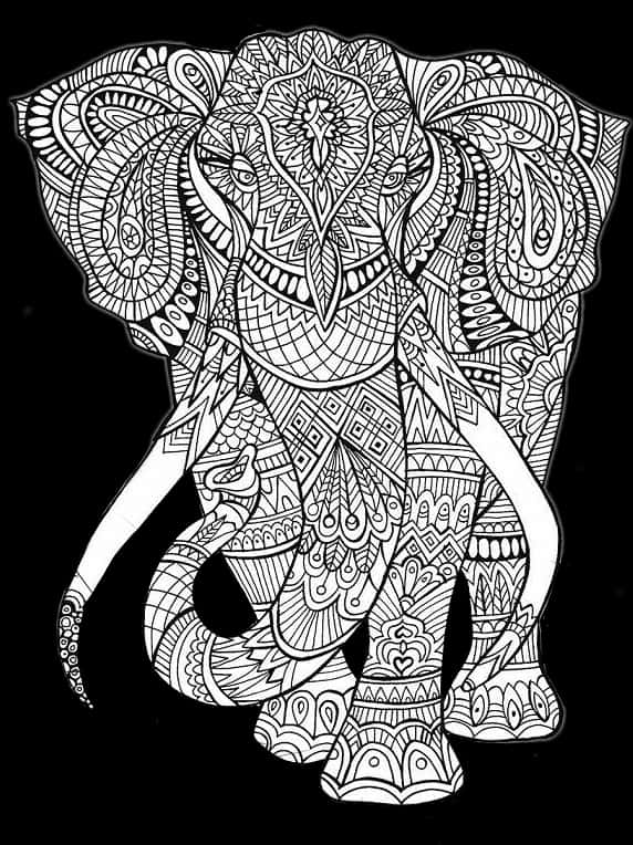 A Black And White Drawing Of An Elephant