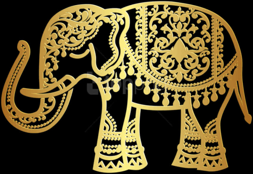 A Gold Elephant With Ornate Patterns