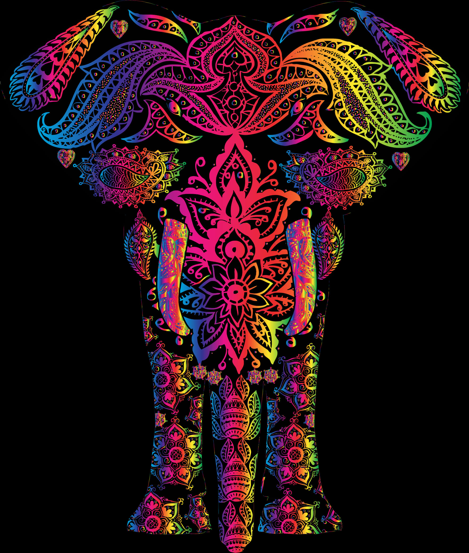 A Colorful Elephant With Paisley Patterns