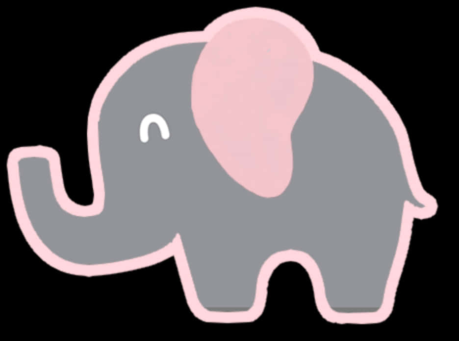 A Cartoon Elephant With Pink Ears