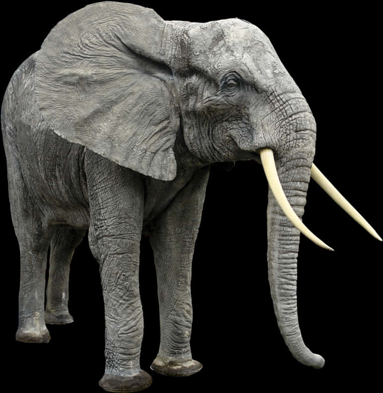 An Elephant With Tusks On Its Head