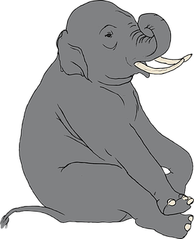A Grey Elephant With Tusks