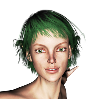 A Woman With Green Hair