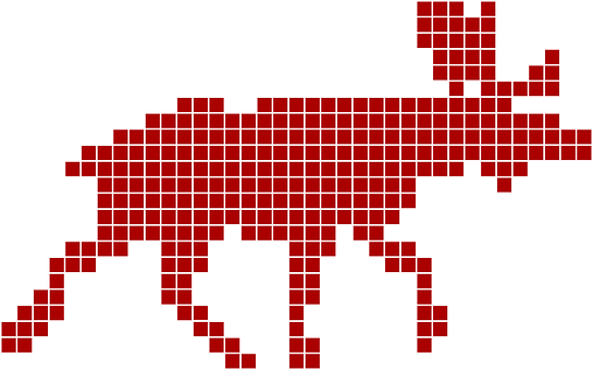 A Red And White Pixelated Animal