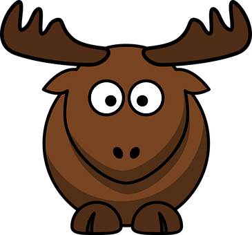 A Cartoon Moose With Eyes And Antlers