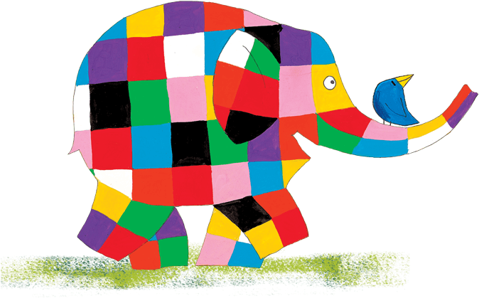 A Colorful Elephant With A Blue Ball