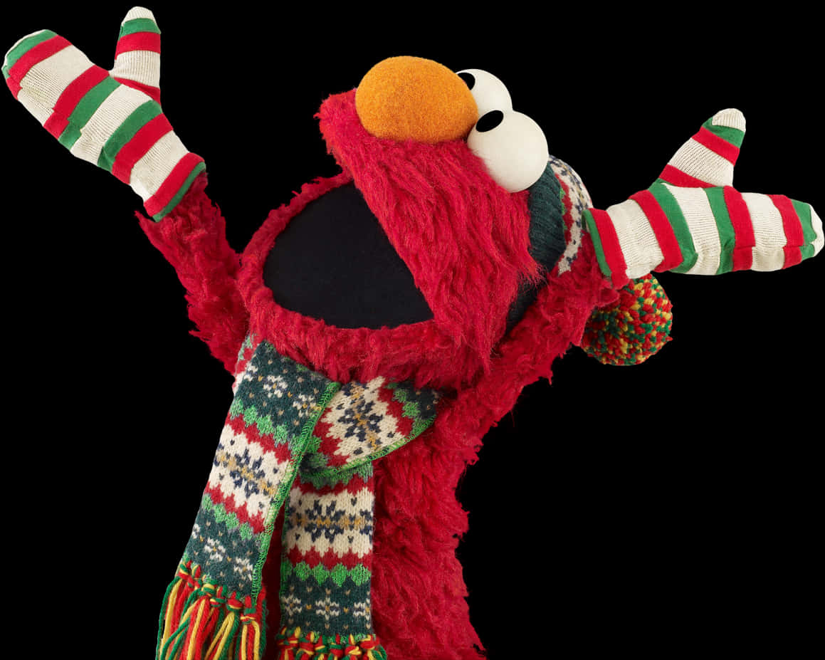 A Puppet With A Scarf And Gloves