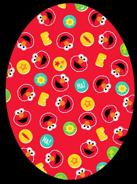 A Red Oval With Cartoon Characters