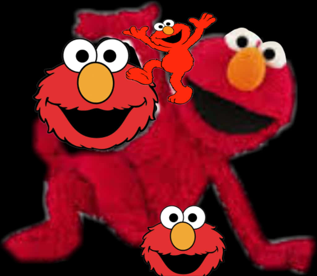 A Red Puppet With Cartoon Characters