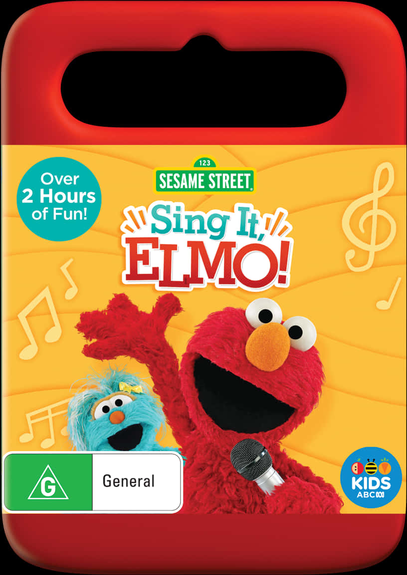 A Red Box With A Red And Yellow Cover With A Red And Blue Puppet And A Microphone