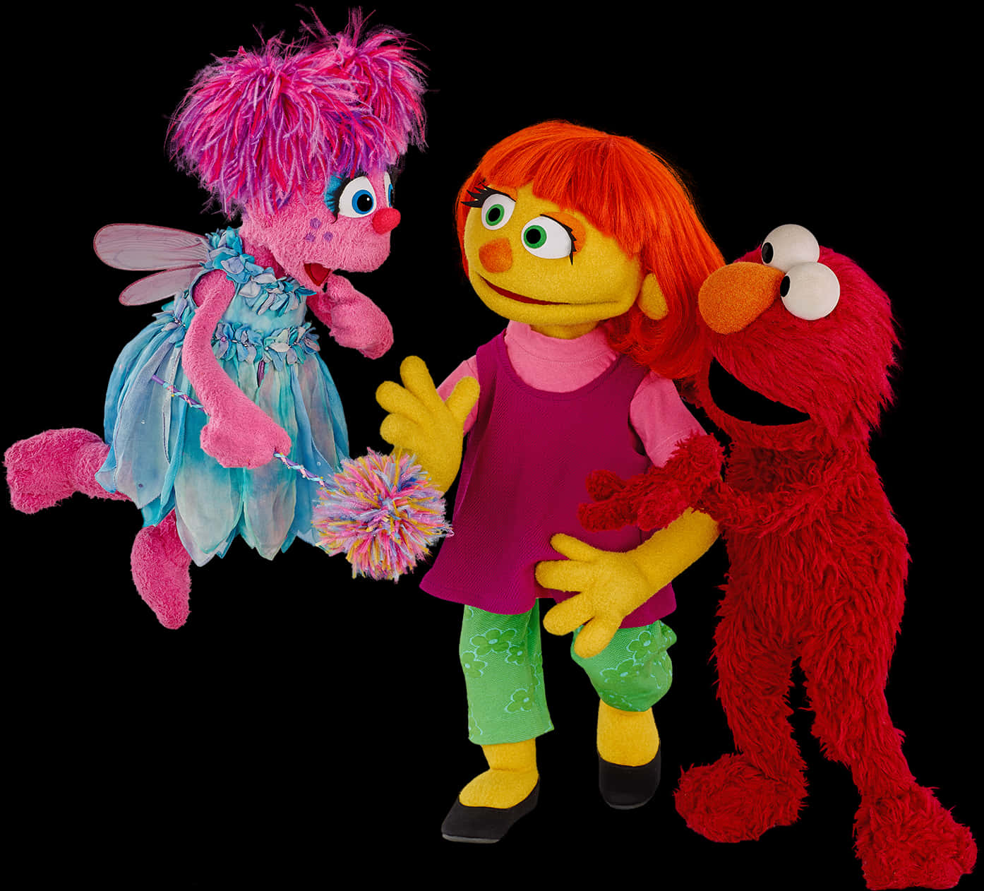 A Group Of Puppets On A Black Background