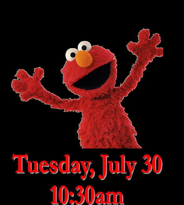 A Red Puppet With Arms Up