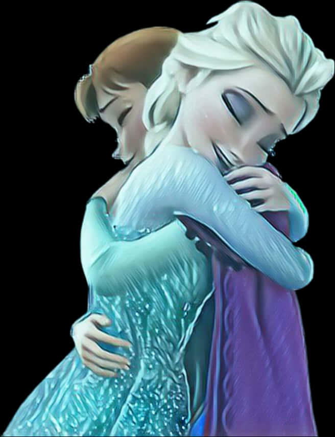 A Cartoon Of Two Women Hugging
