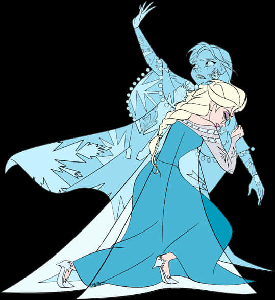 A Cartoon Of Two Women Dancing