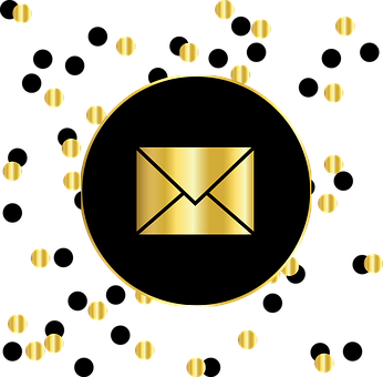 Gold And Black Email Envelope