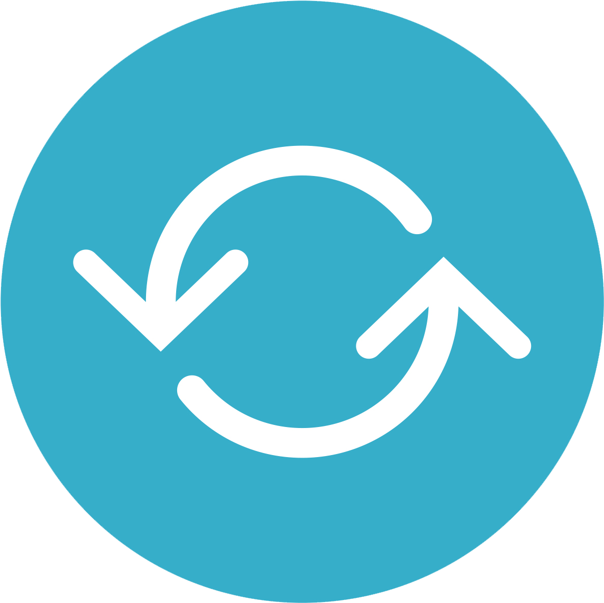 A Blue Circle With White Arrows