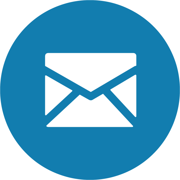 A Blue Circle With A Black Envelope
