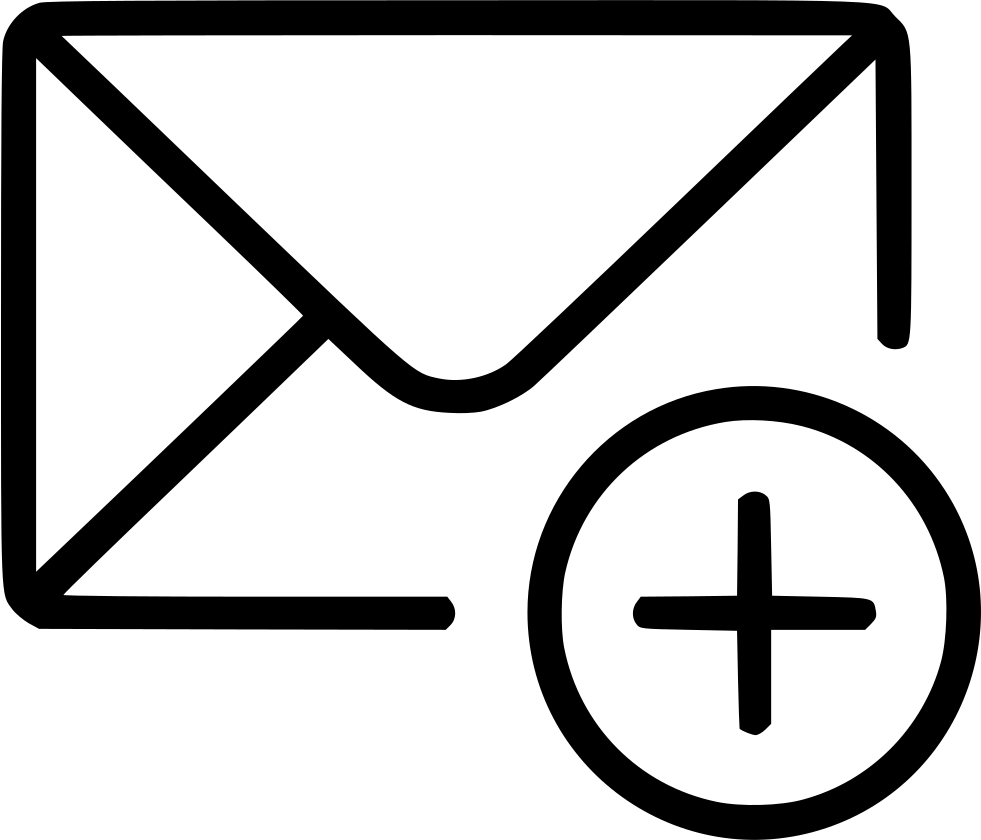 A Black And White Line Art Of A Mail And A Plus Sign