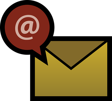 A Yellow Envelope With A Red Circle And A White Circle With A Black Line