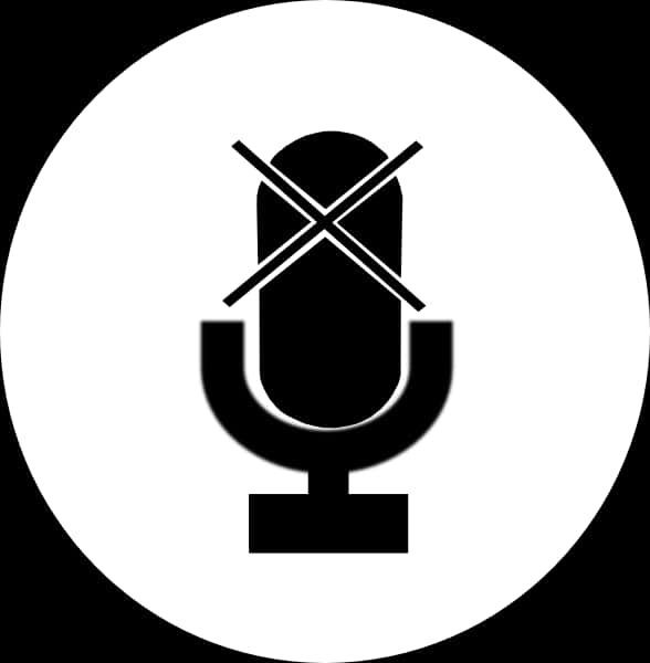 A Black And White Circle With A Microphone And X