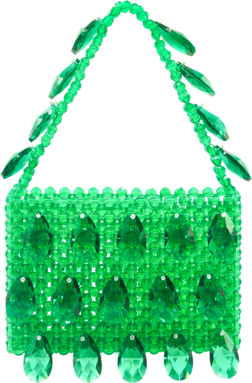 A Green Beaded Bag With Large Green Beads