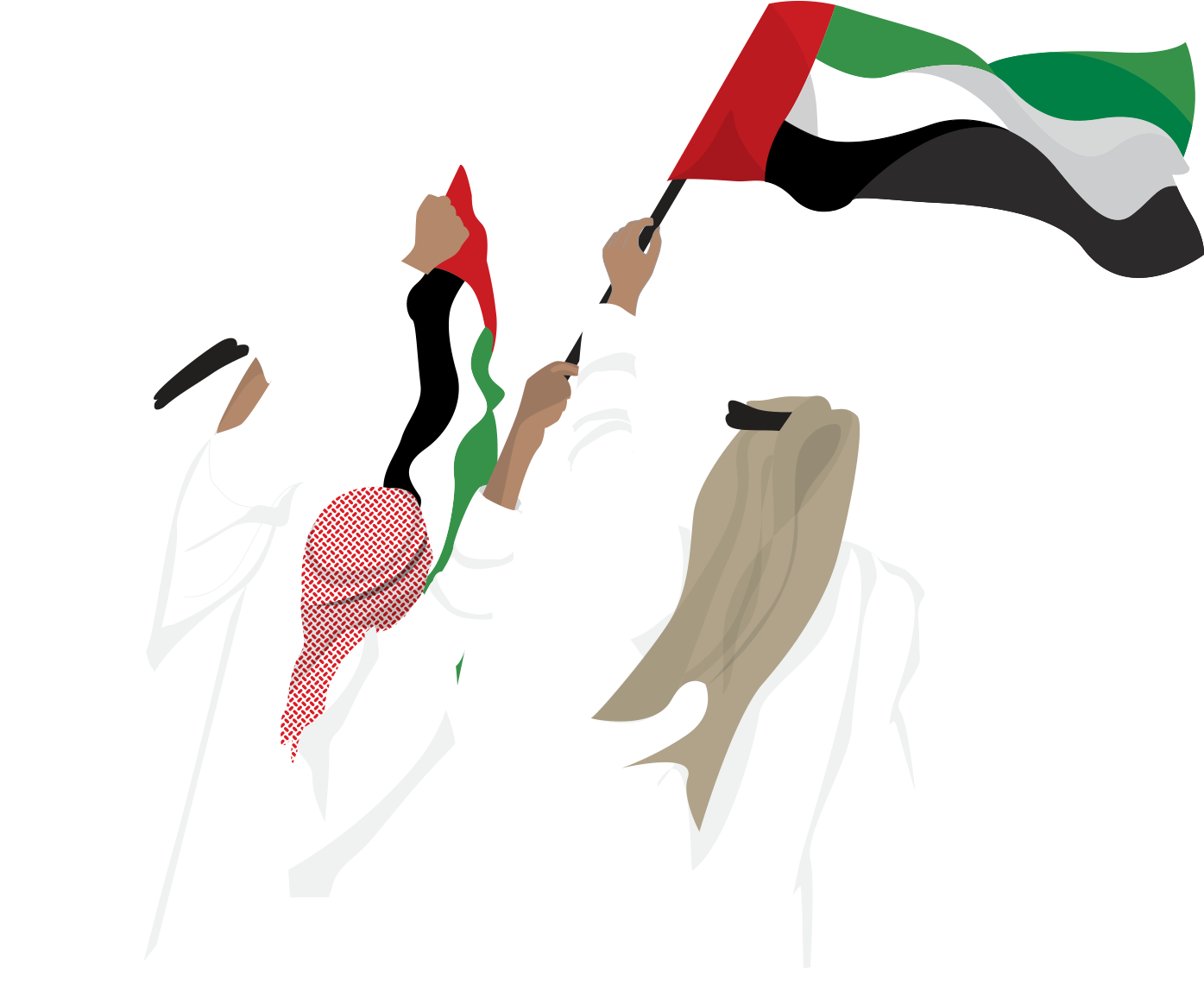 A Group Of People Holding Flags