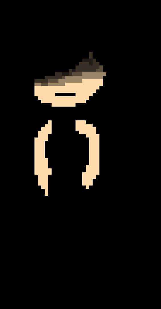 A Pixelated Cartoon Character In A Black Background