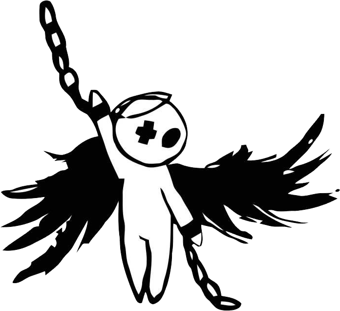 A White Cartoon Character With Black Wings