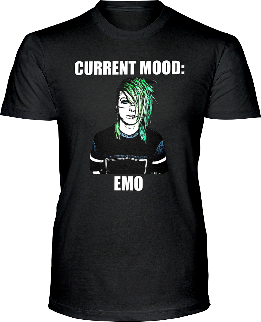 A Black Shirt With A Person With Green Hair