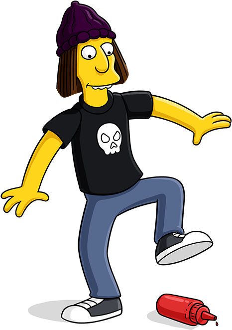 Cartoon Character With Long Hair And A Skull Hat