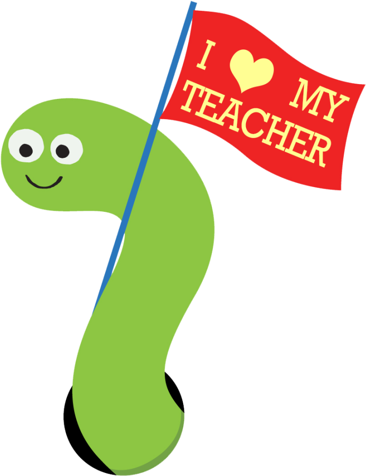 A Green Worm Holding A Flag