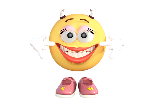 A Yellow Smiley Face With Horns And White Gloves