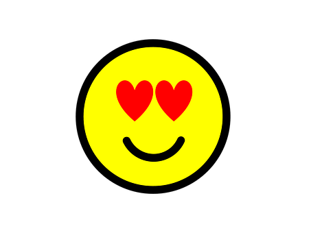 A Yellow Smiley Face With Red Hearts