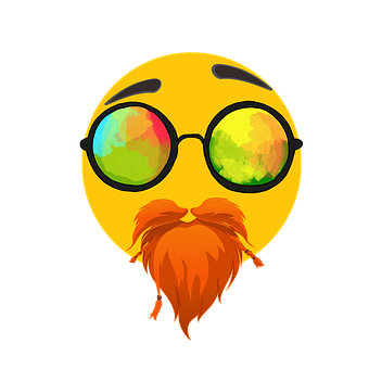 A Yellow Face With Glasses And A Red Beard