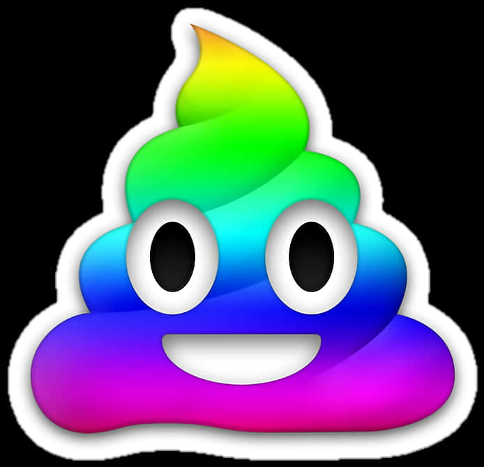A Rainbow Colored Poop With Black Background