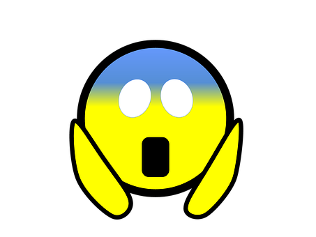 A Yellow And Blue Emoji With Two White Eyes