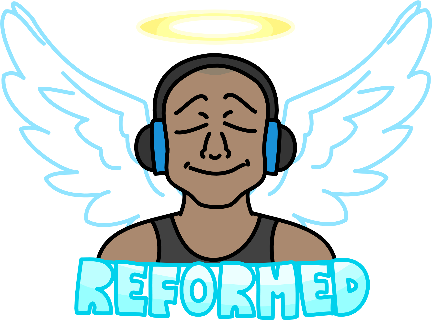 A Cartoon Of A Man With Wings And Headphones