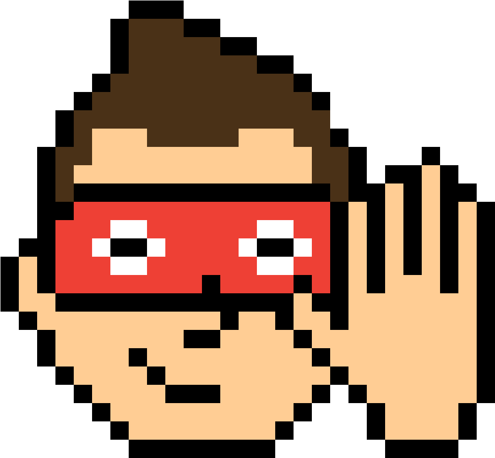 A Pixel Art Of A Man With A Red Mask