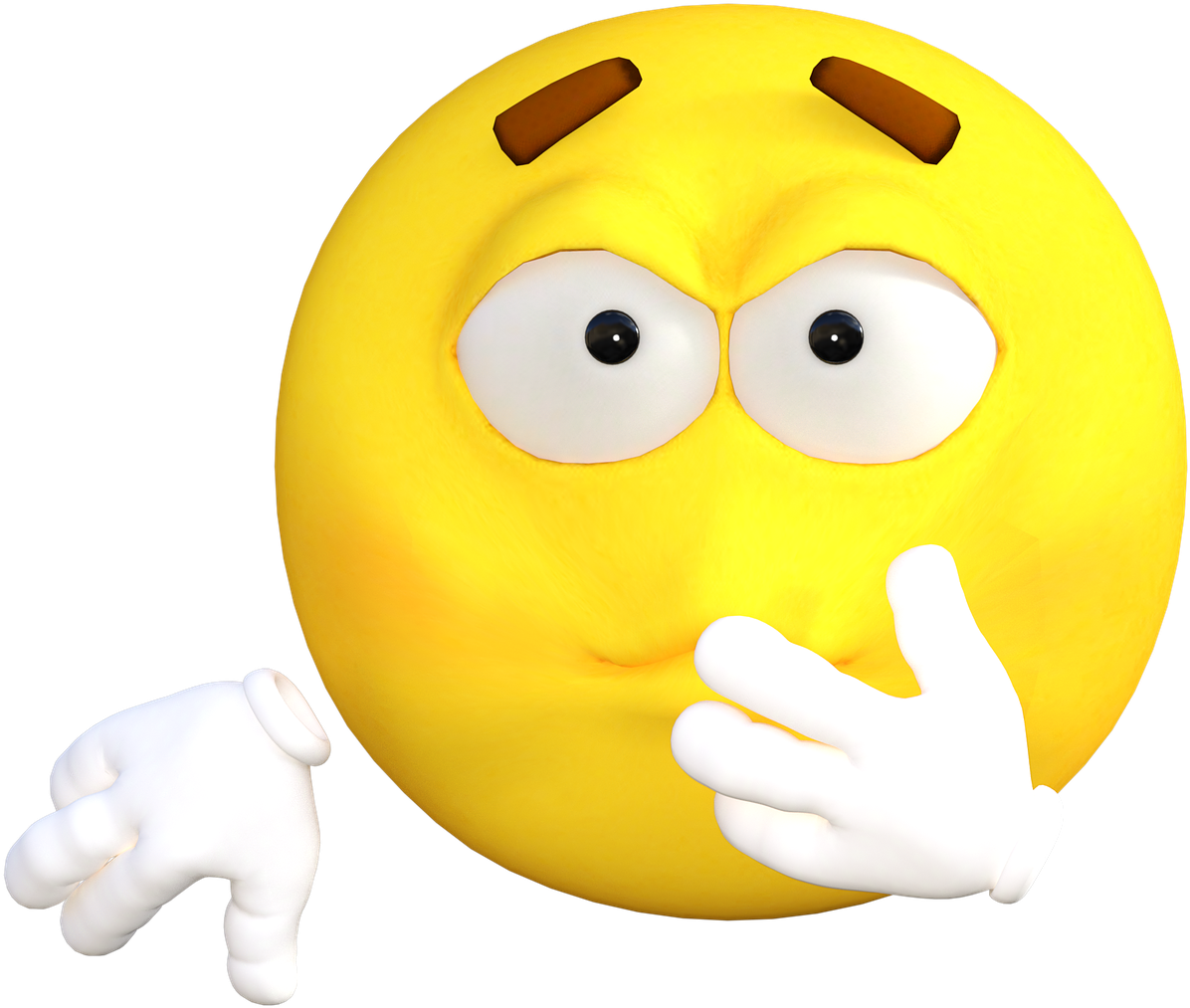 A Yellow Smiley Face With White Gloves